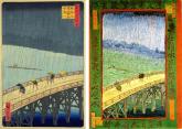 Големият мост на Хирошиге, сравнен с копие на Ван Гог